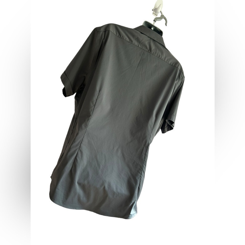 Express Slim Performance Gray Button Down Short S… - image 4
